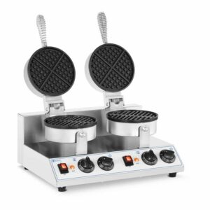Gaufrier Double Rond Inox 2600W pour des Gaufres Fraîches et Croustillantes en un Tour de Main
