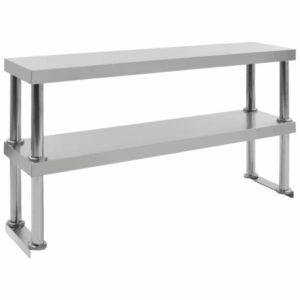 Étagère de table de travail en inox à 2 niveaux 120x30x65 cm