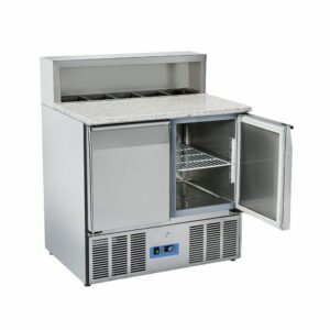 Table à Pizza avec 2 Portes GN 1/1, 5x GN 1/6 h 150 mm, 0°/+8°C - Mastro