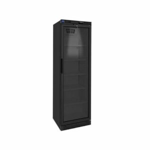 Armoire Réfrigérée Verticale 373 Litres avec Porte en Verre et 5 Étagères +1°/+10°C - Couleur Noire - Mastro
