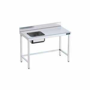 Table de chef Inox avec bac à Gauche et renforts - Gamme 600 - Distform
