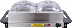 Chauffe plats électrique en acier inoxydable maintien de la température couvercles transparents 1 x 2,5 l + 2 x 1 l chauffe buffet chafing dish